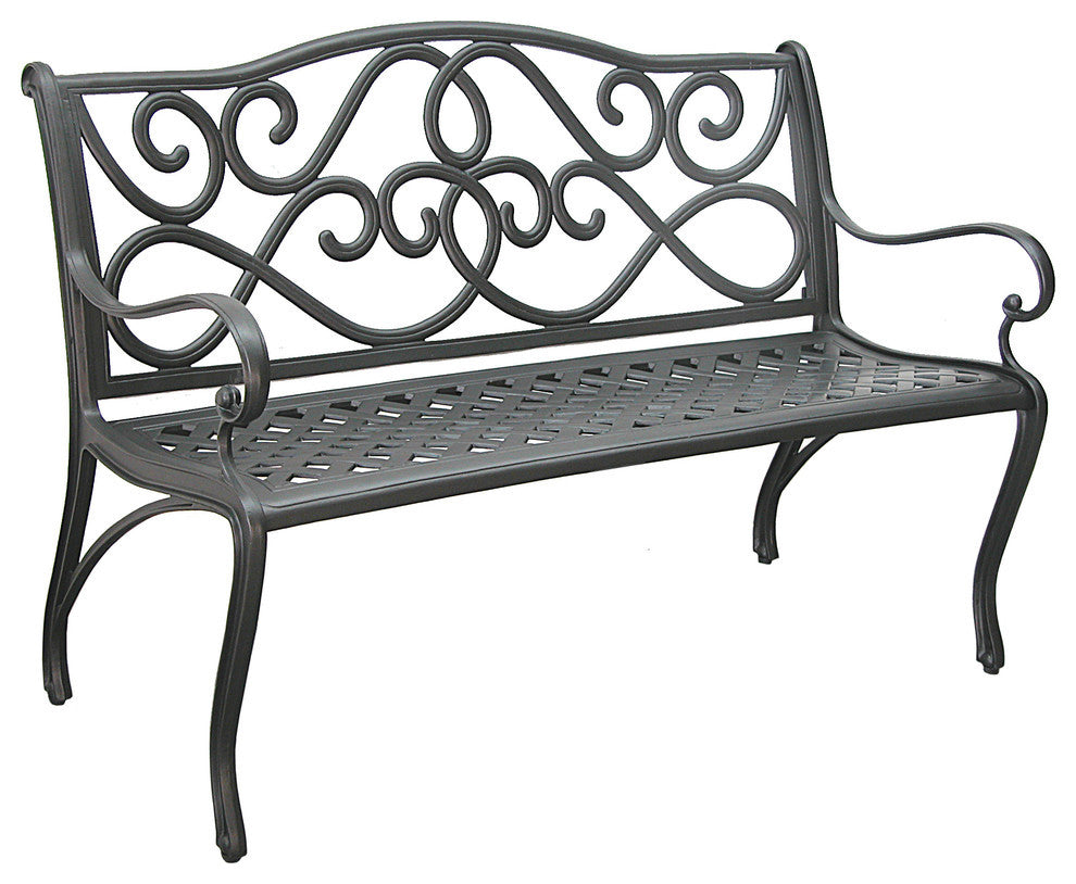 4' Scroll Bench, Copper Black