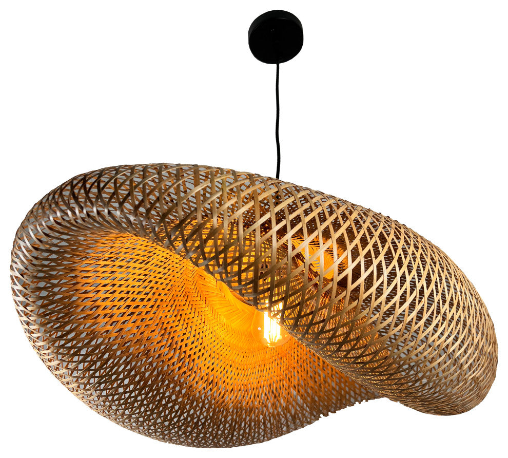 Ixquic 1-Light Natural Bamboo Geometric Pendant