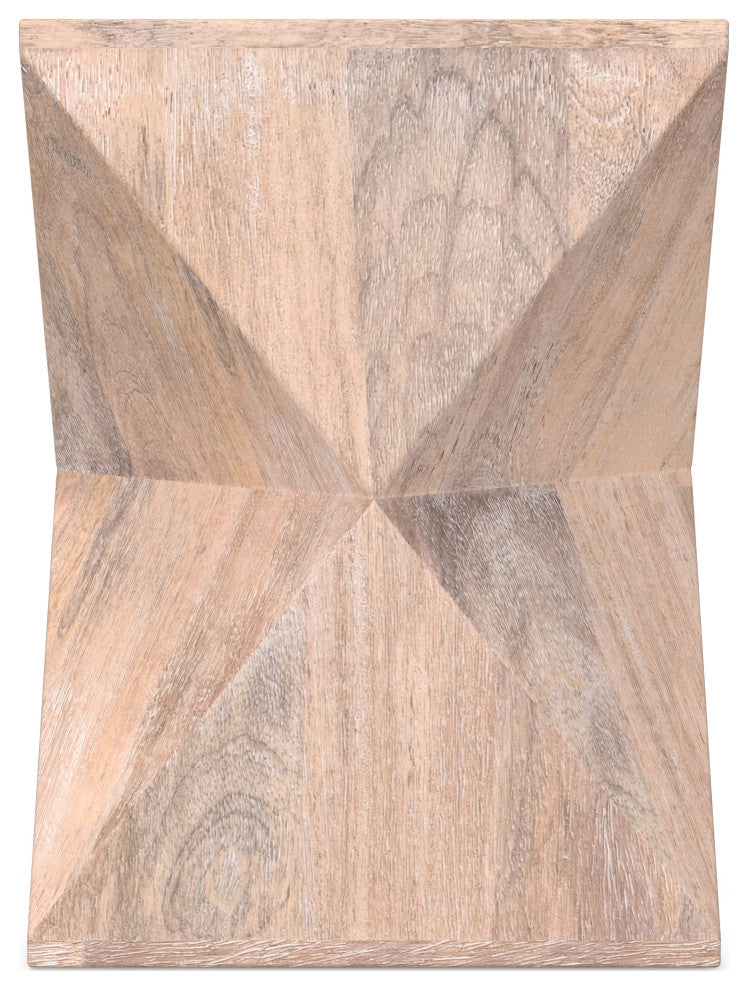 Sutton Solid Mango Wood Side Table, Cerused Natural