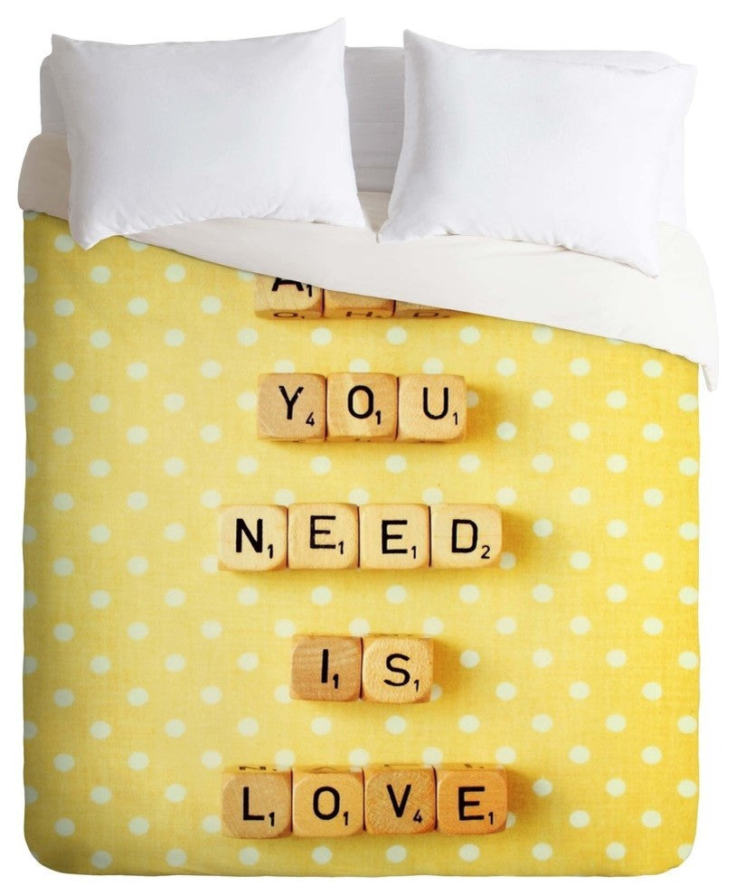 Deny Designs Happee Monkee All You Need Is Love 1 Duvet Cover - Lightweight