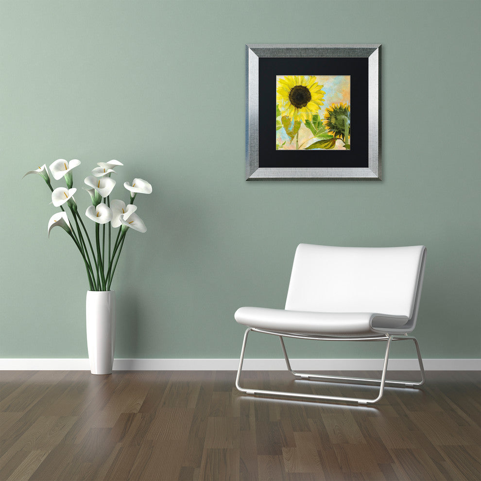 Color Bakery 'Soleil I' Matted Framed Art, Silver Frame, Black Mat, 11x11