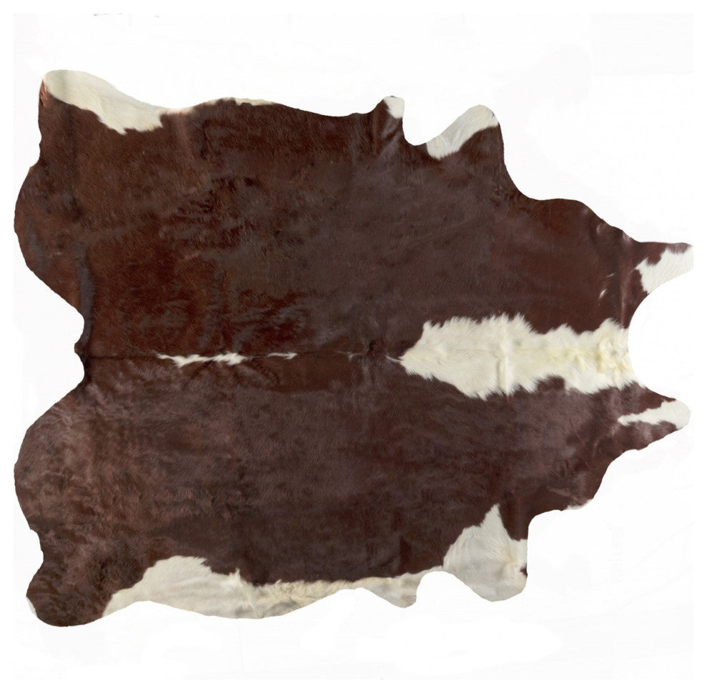 6' X 7' Brown And White Natural Cowhide Area Rug