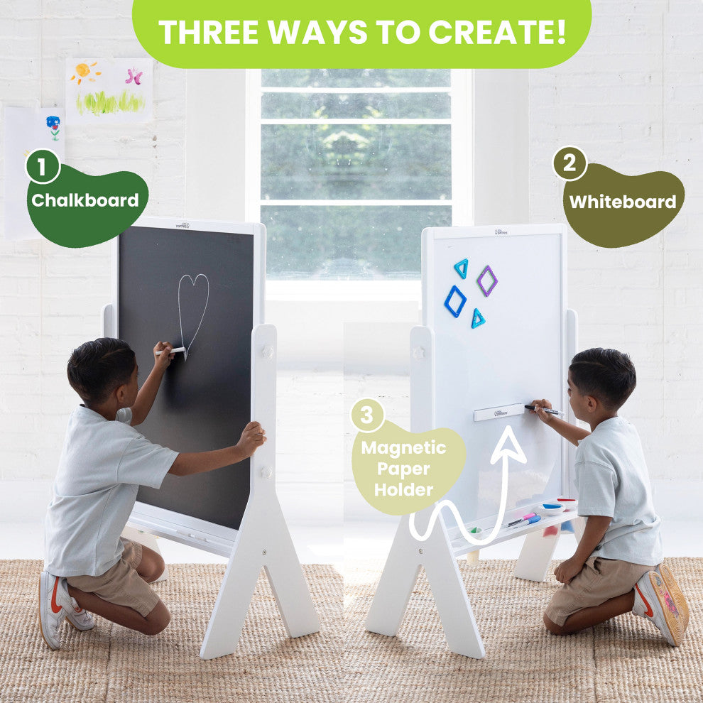 Little Partners Contempo Adjustable Height Art Easel, Soft White