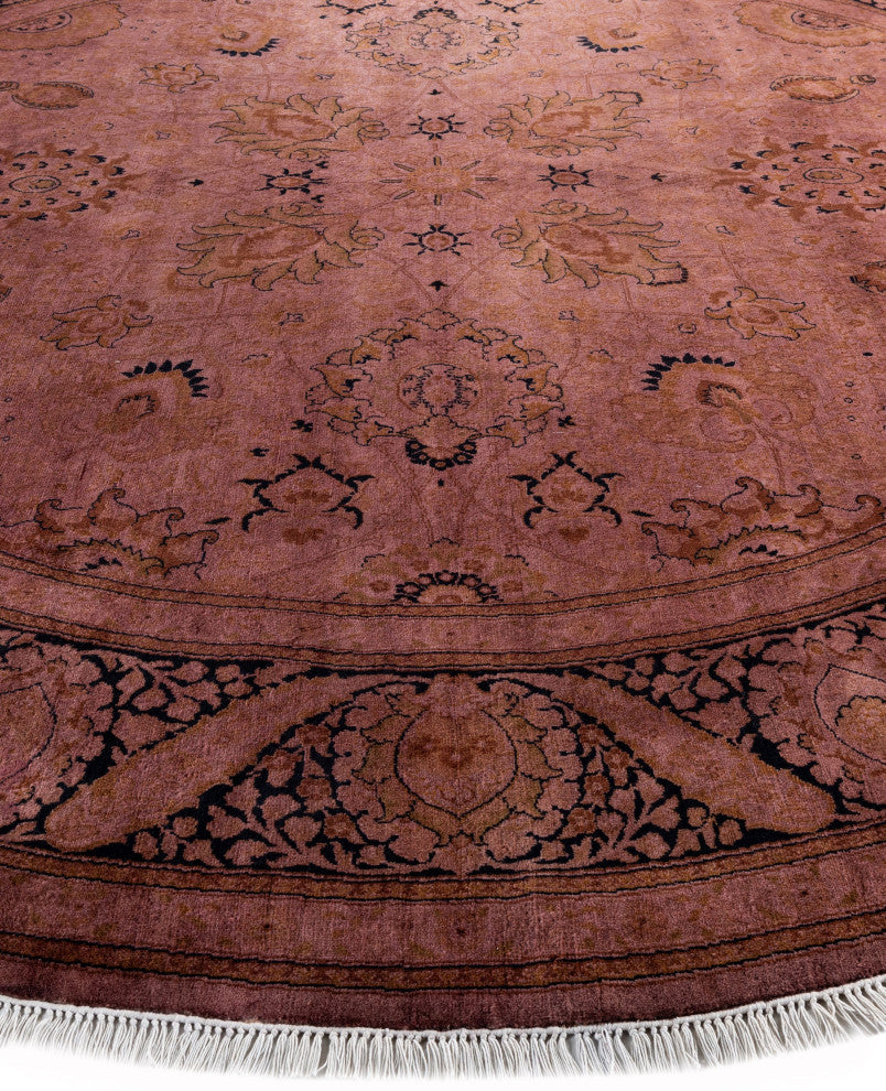 Overdyed One-of-a-Kind Hand-Knotted Area Rug Purple, 9' 1" x 9' 1"