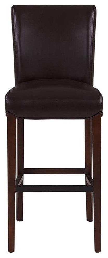 Pemberly Row Modern 30.5" Bonded Leather Bar Stool in Brown Finish