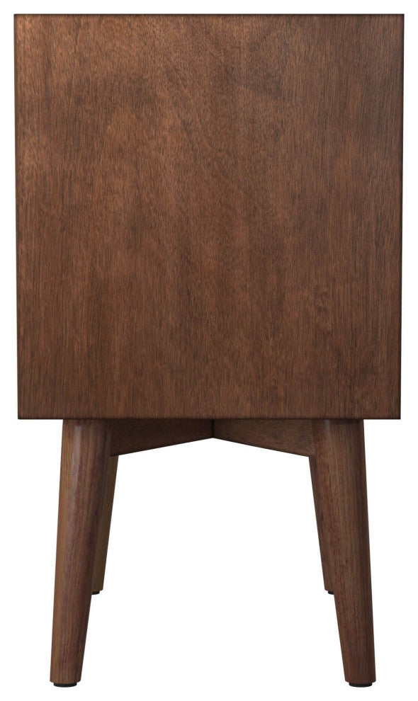 Flynn Mid Century Modern 2 Drawer Nightstand, Walnut