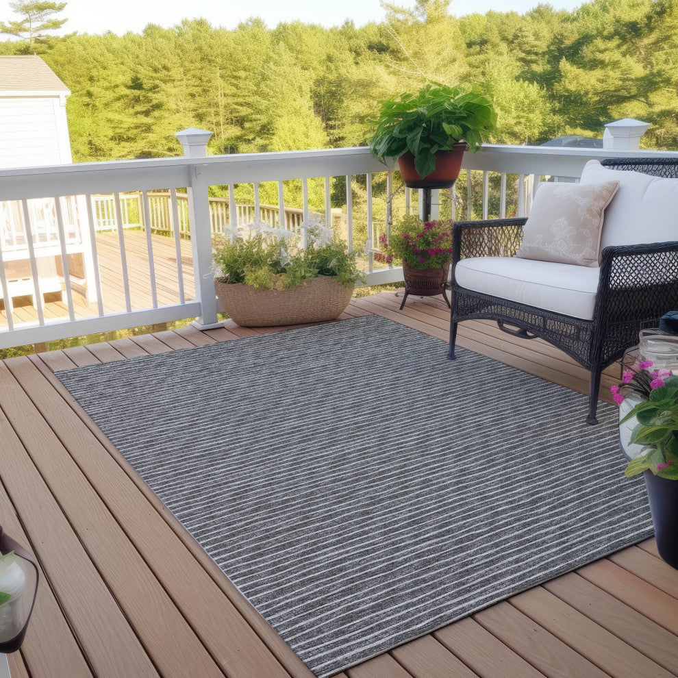 Indoor/Outdoor Laidley LA1 Grey Machine Washable 9' x 12' Rug