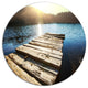 Wooden Pier Into The Lake, Seashore Large Disc Metal Wall Art, 11"