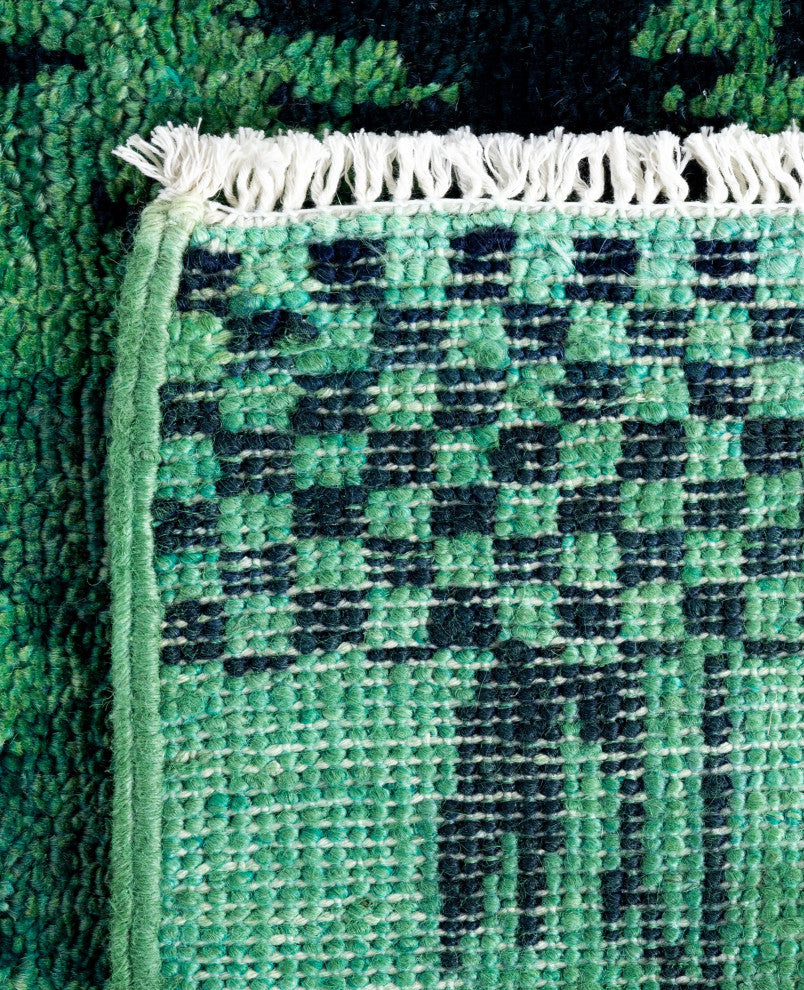 Overdyed One-of-a-Kind Hand-Knotted Area Rug Green, 2' 5" x 10' 4"