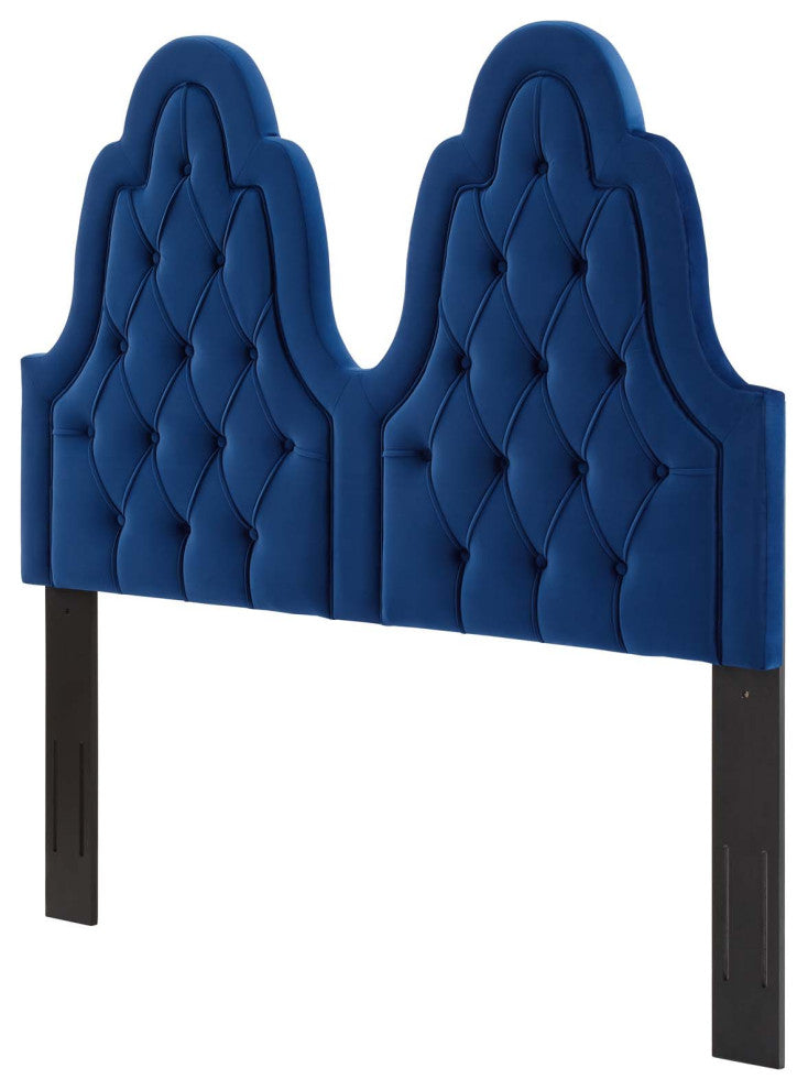 Tufted Headboard, Twin Size, Velvet, Blue Navy, Modern Contemporary, Bedroom