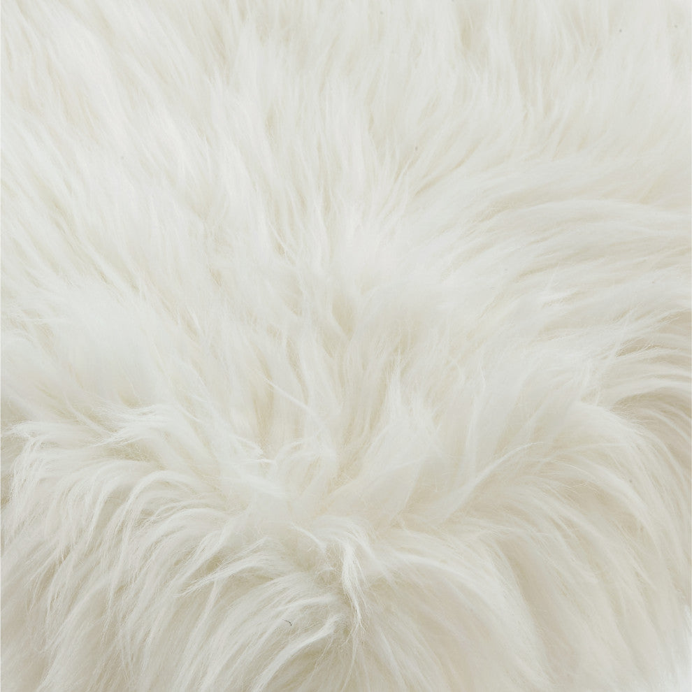 Oria Faux Fur X-Leg Base Bench, White and  Gold