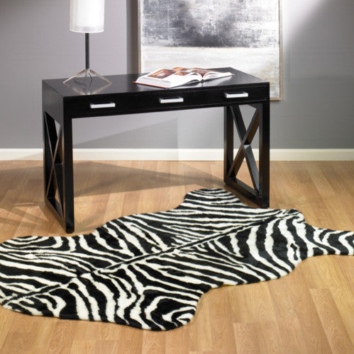 Faux Zebra Skin Rug, Narrow Stipe, 28"x43"