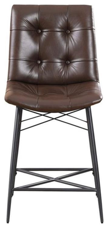 Coaster Aiken 24.75" Upholstered Faux Leather Counter Stool in Brown