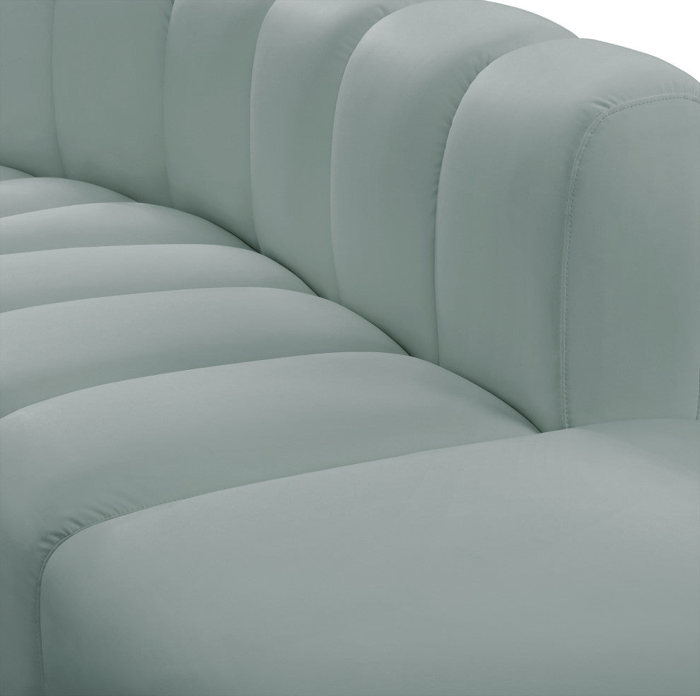 Arc Vegan Leather Upholstered 2-Pc. Inward Curved Modular Sectional, Green