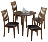5 Piece Round Dining Table Set with with 4 Chairs, Walnut And Dark Brown