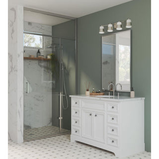 Haven Collection Four-Light Brushed Nickel Opal Glass Luxe Industrial Bath Light