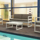 Mykonos Patio Loveseat White With Acrylic Fabric Taupe Cushion
