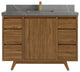 Madison Teak 48 Single Sink Bath Vanity in Dark Natural 2" Piatra Gray