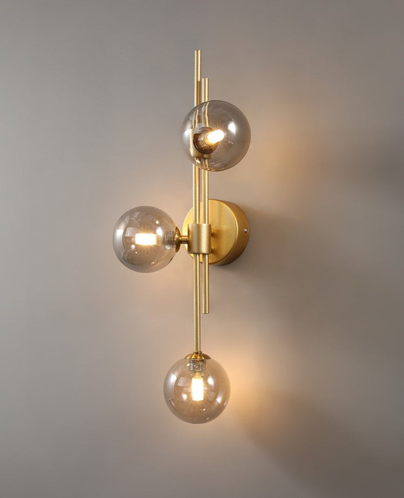 Mieres | Luxury Minimalist Glass LED Wall Lamp, Gray, Left