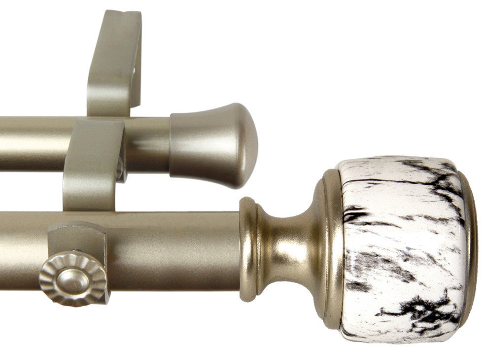 Kaylee 1" Diameter Double Curtain Rod, Gold, 48-84"