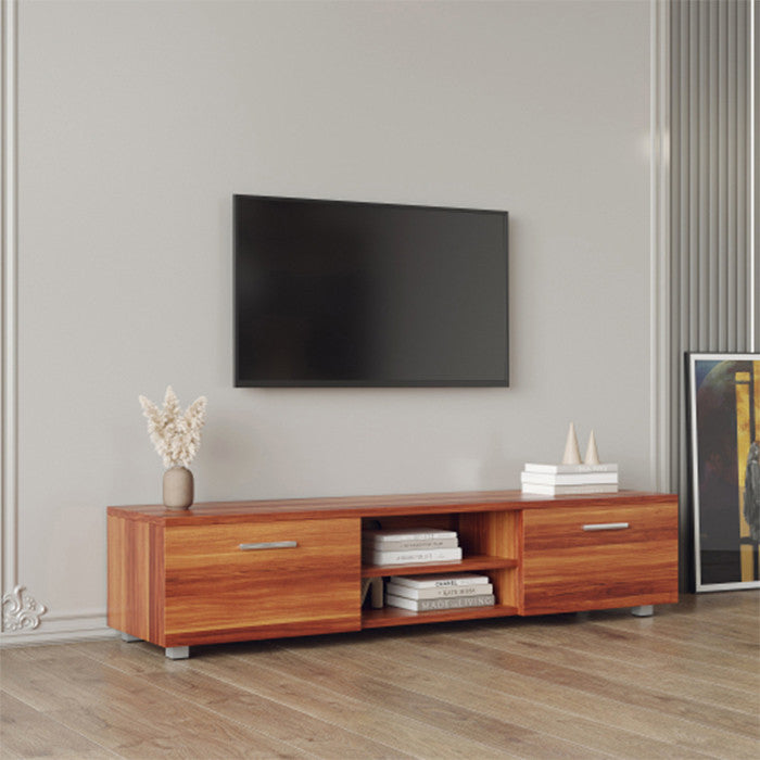 Walnut farmhouse tv stand 2 Storage Cabinet Media Console with open shelves