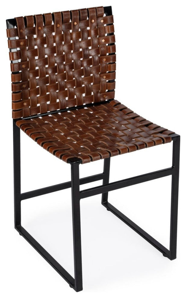 Butler Specialty Company, Urban Woven Leather Side Chair, Medium Brown