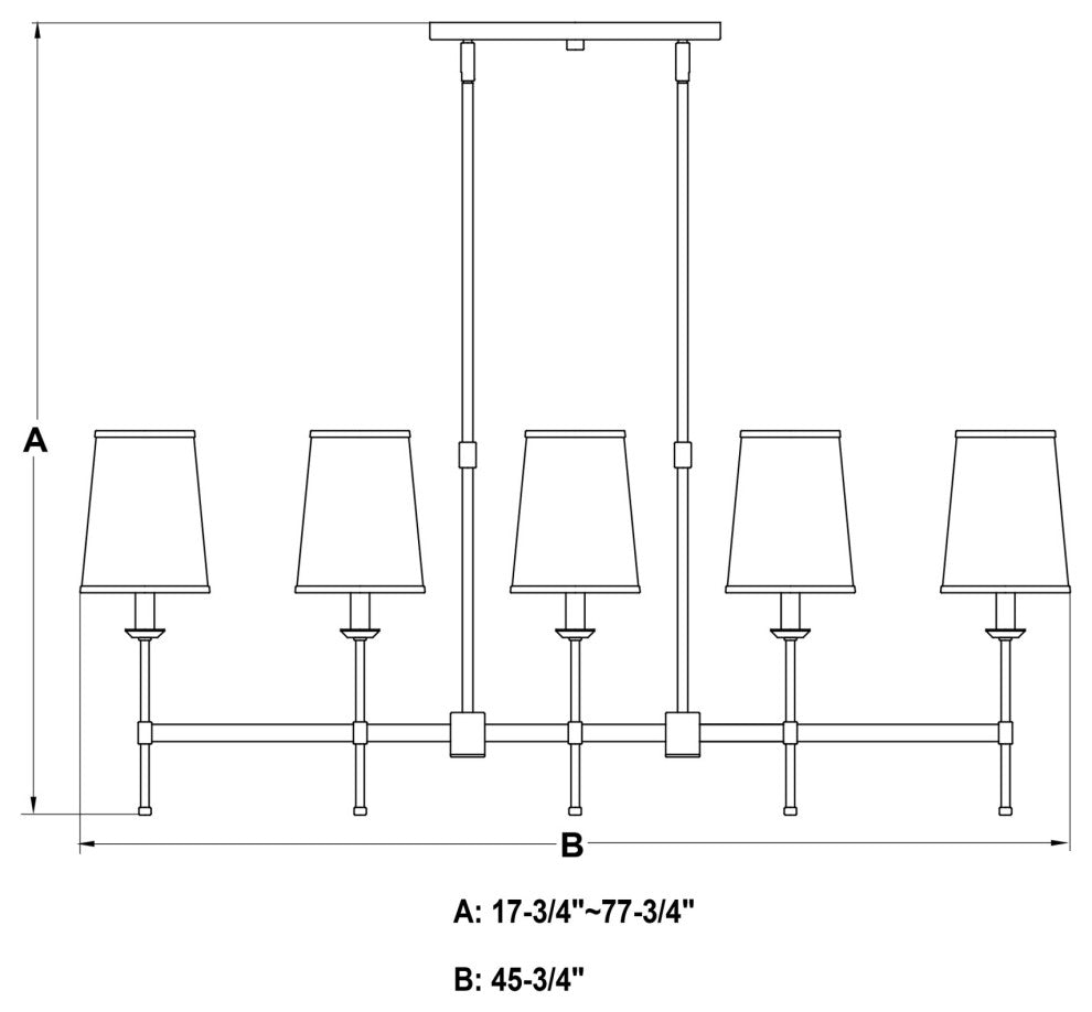 Vaxcel Lighting H0289 Camden 5 Light 46"W Linear Chandelier - Matte Black