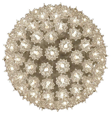 6" Lighted Silver Hanging Starlight Sphere Ball Christmas Decoration, Silver