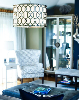 Libby Langdon for Jennings 24" Drum Chandelier, Polished Nickel