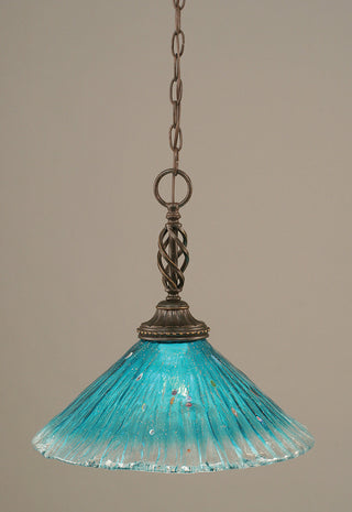 Elegante 1-Light Pendant, Dark Granite/Teal Crystal