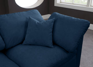 Plush Velvet / Down Standard Comfort 6-Piece U-Shaped Modular Sectional, Navy