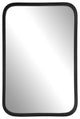 30 Inch Wood Rectangular Wall Mirror, Rounded Corners, Black