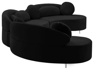 Vivacious Velvet Upholstered 3-Piece Sectional, Black