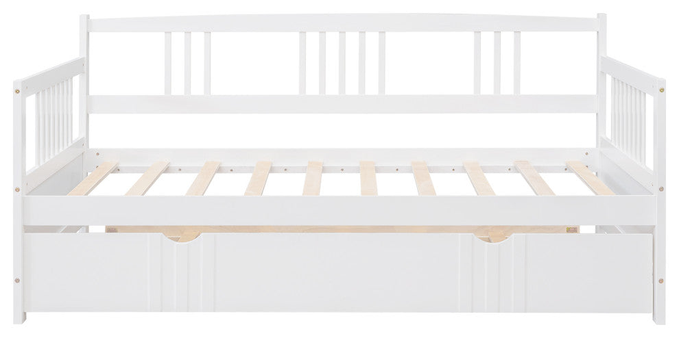 Gewnee Twin Size Wood Daybed with Twin Size Trundle in White