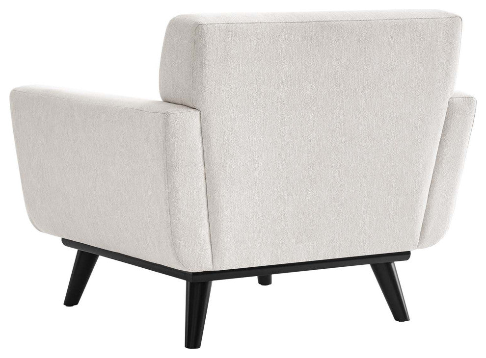 Armchair Accent Chair, Ivory White, Fabric, Modern, Mid Century Hotel Lounge