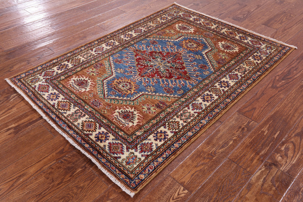 3' 6" X 4' 11" Super Kazak Handmade Wool Rug Q10637
