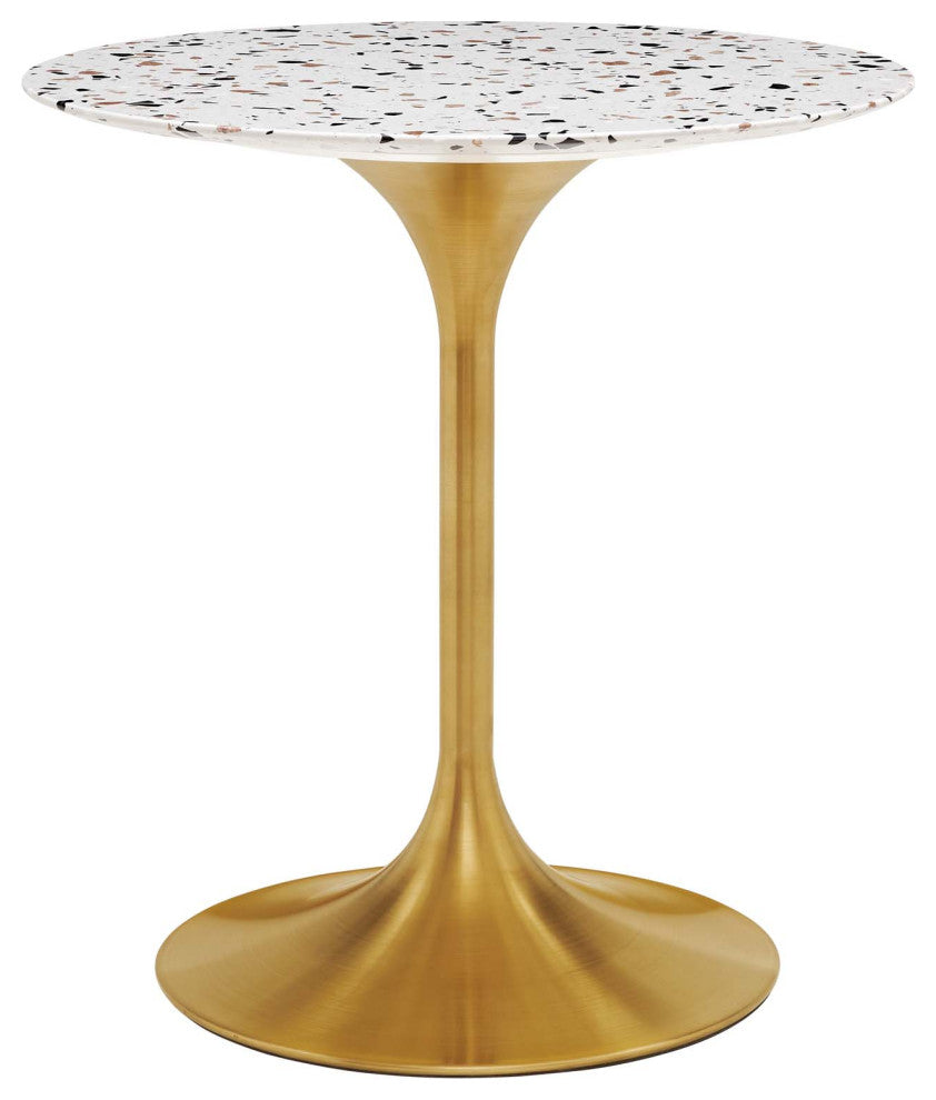 28" Dining Table, Round, White Gold, Metal, Modern, Cafe Bistro Hospitality