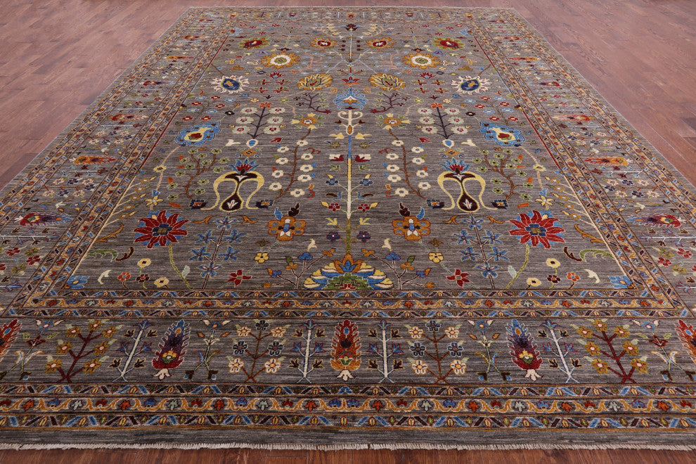 Persian Tabriz Handmade Wool Rug 11' 10" X 14' 7" Q7283