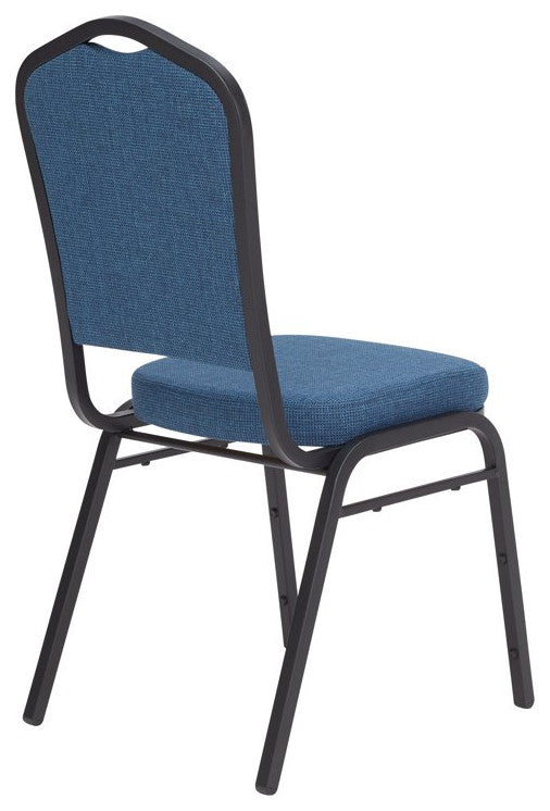 Set of 2 Dining Chair, Cushioned Fabric Seat With Crown Backrest, Natural Blue