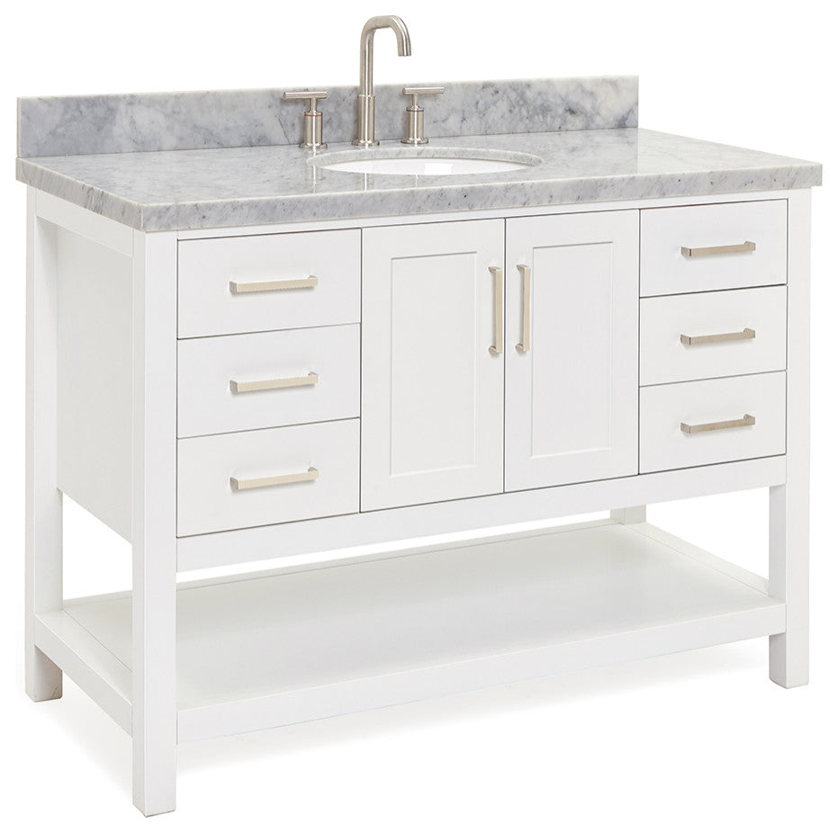 Ariel Magnolia 49" Oval Sink Bath Vanity Carrara Marble Gray
