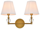 Beau 2-Light Bath Sconce, Brass With White Fabric Shade