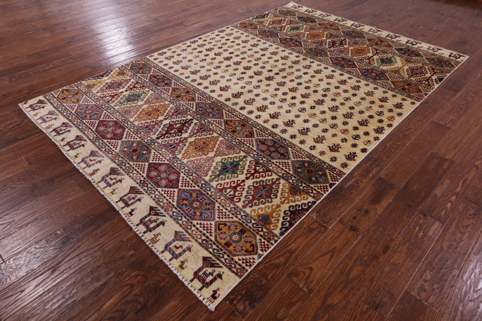 6' 5" X 10' 0" Persian Tribal Gabbeh Hand Knotted Wool Rug Q10737