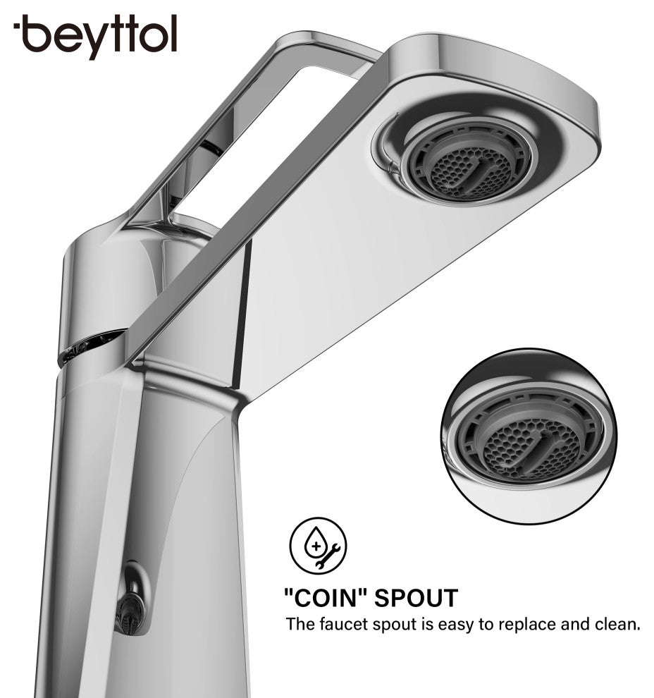 Single Handle Brass Bath Faucet, Supply line, Polish Chrome