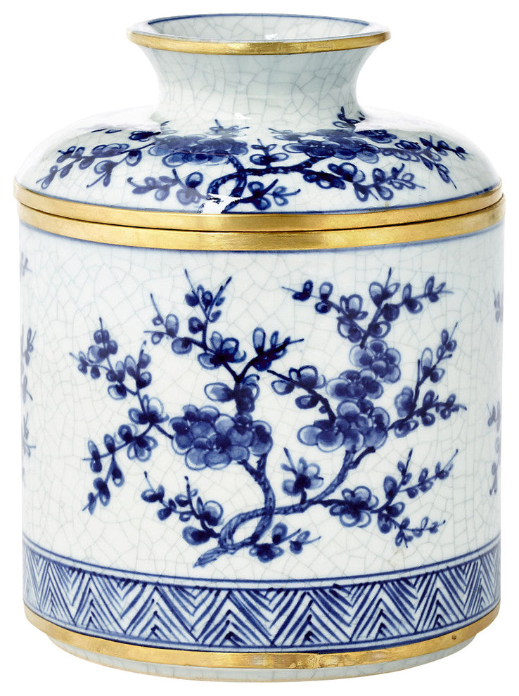 Blossom Tissue Box, Blue and White