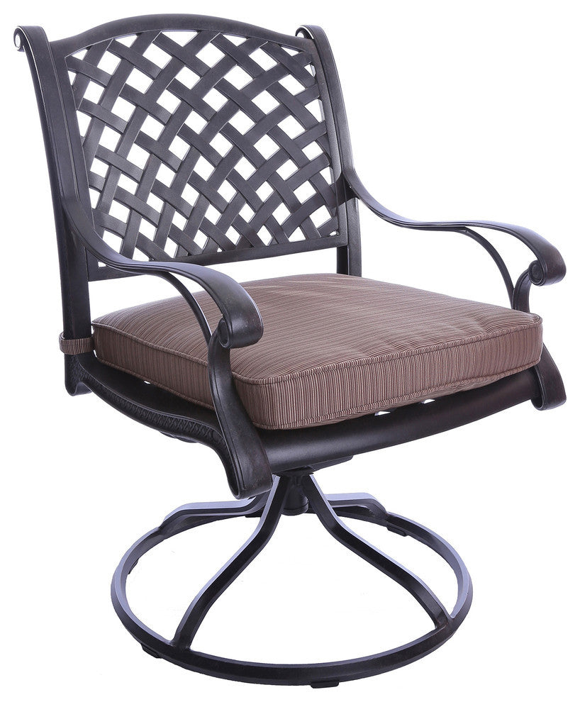 Stinson 9-Piece Aged Bronze Aluminum Square Dining Set With 8 Cushioned Chairs