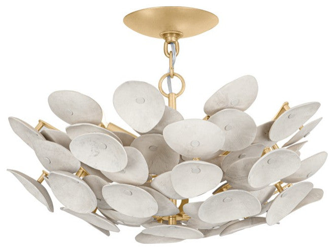 Aimi 3-Light Semi Flush Mount, Vintage Gold Leaf