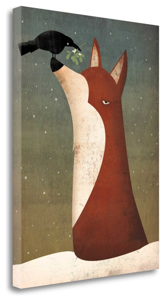 "Fox And Mistletoe" By Ryan Fowler, Giclee Print on Gallery Wrap Canvas