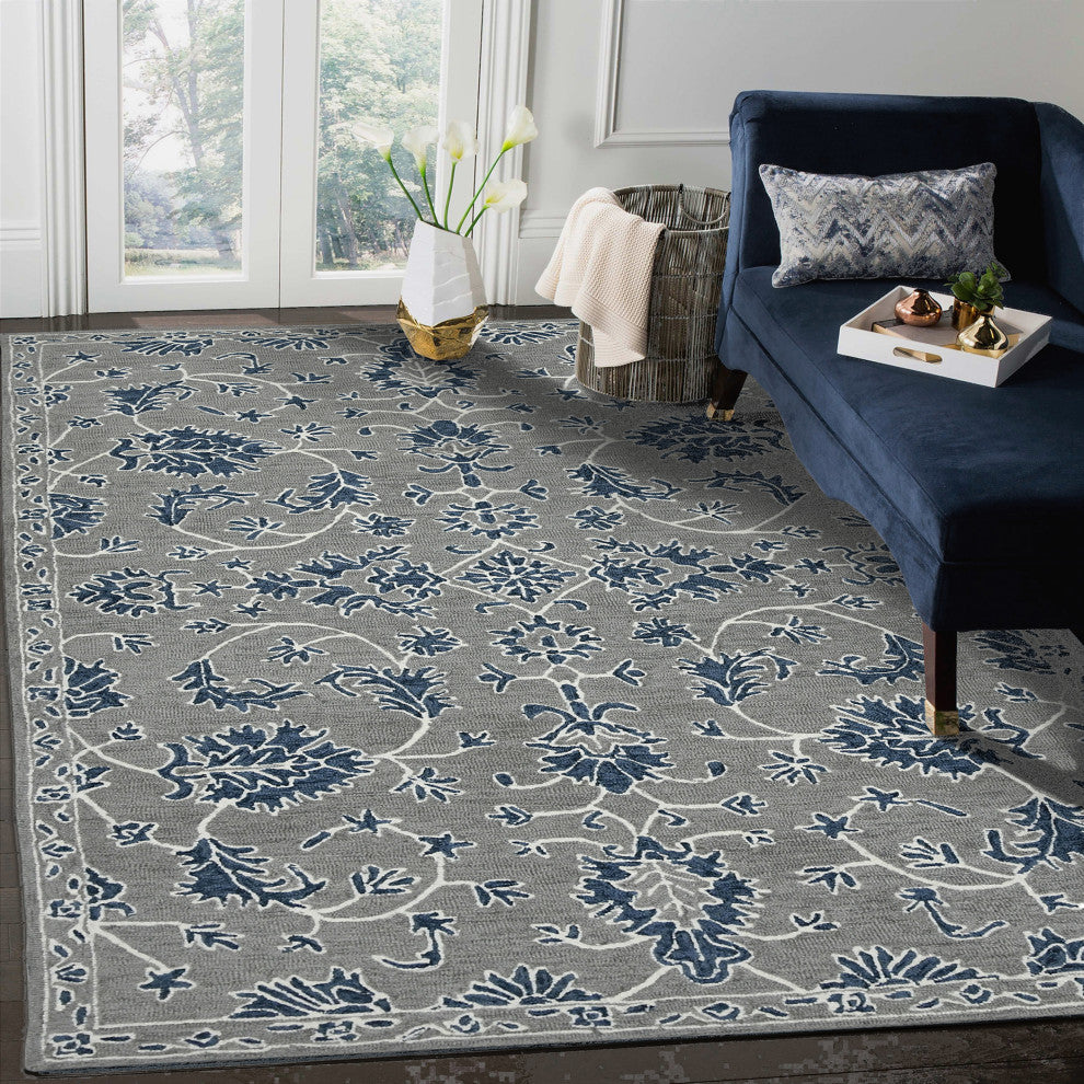 Romania Hope Area Rug, Gray, 8' x 10', Floral