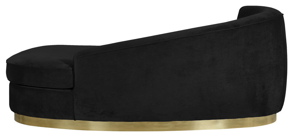 Julian Velvet Upholstered Chaise, Black, Gold Base
