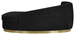 Julian Velvet Upholstered Chaise, Black, Gold Base